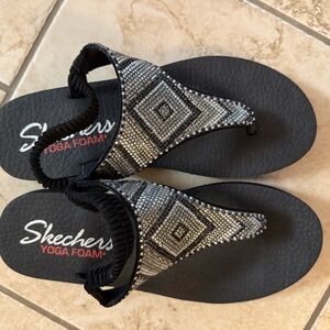 Skechers Black and Silver Beaded Sandals